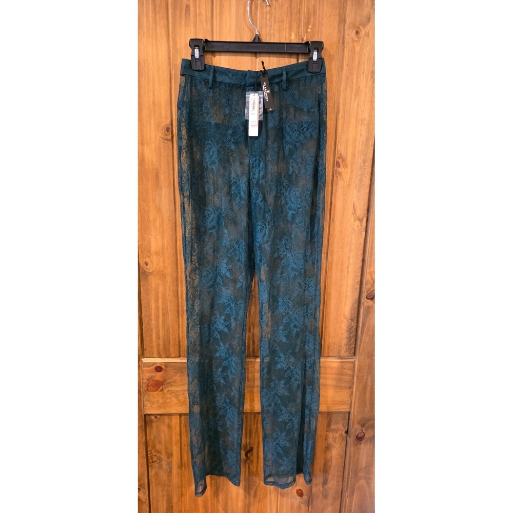 NWT Victoria's Secret Pink Lace Pants Womens XS Green VS Archives Rose Waistband